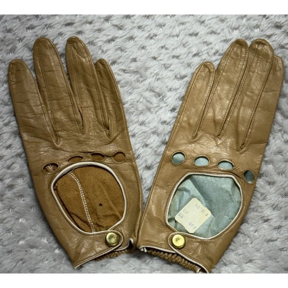 Vintage Leather Driving Gloves Size 6 NOS